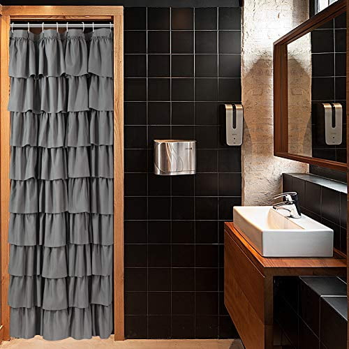 Details about   WestWeir White Ruffle Shower Curtain Farmhouse Cloth Bathroom 72 x 72 Inches T